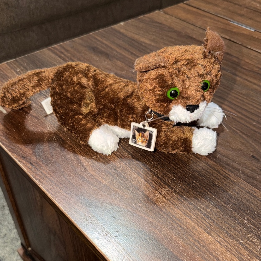 WONDERLAND Brown and White Plush kitten stuffed Toy